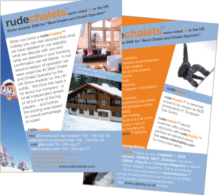 rude chalets flyers